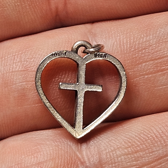 James Avery Sterling Silver Heart Cross Pendant Charm Retired Eternity Forever - Picture 8 of 11